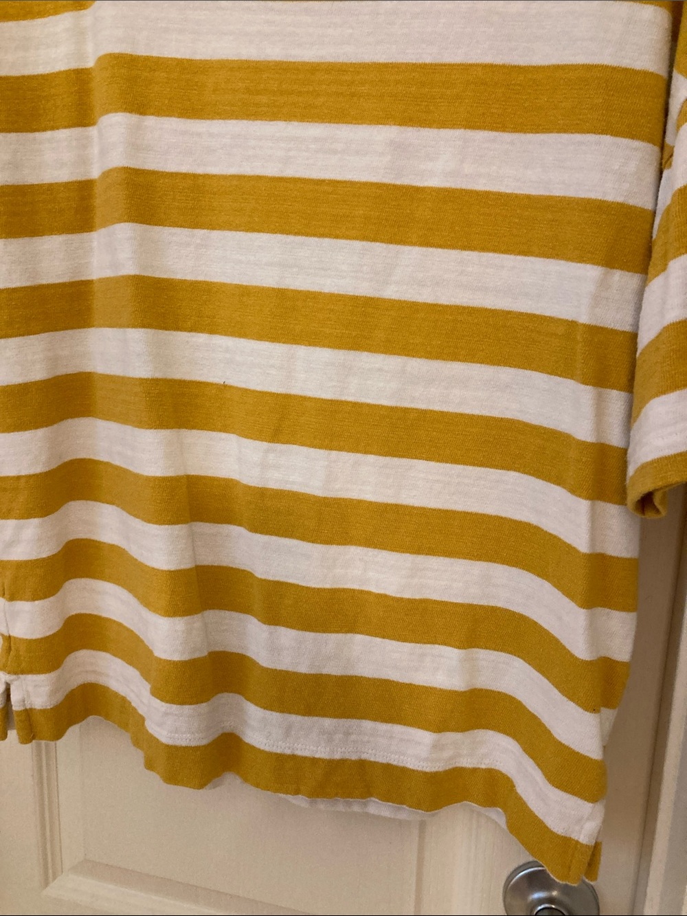 LOFT Yellow and White Striped Short Sleeve Tee - Picture 6 of 10